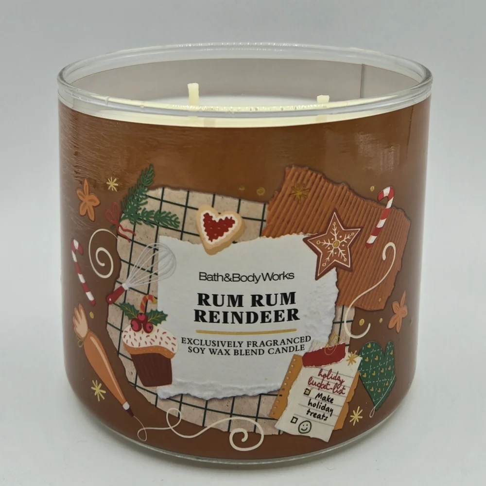 Bath and Body Works Rum Rum Reindeer 3 Wick Candle